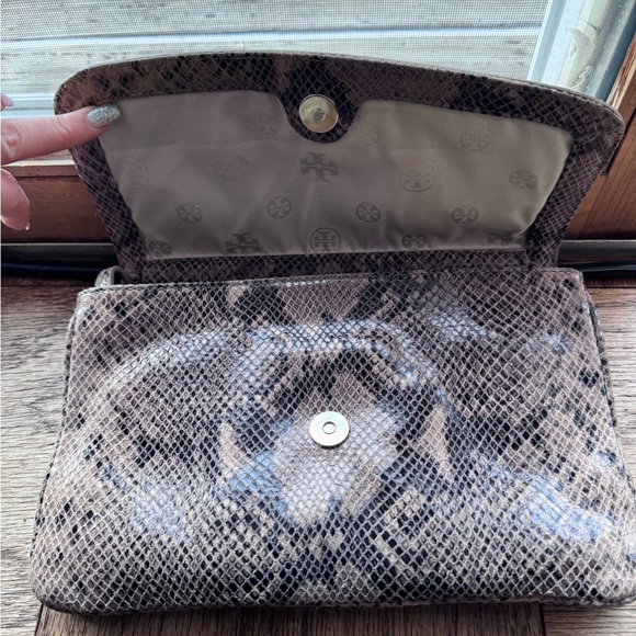 Tory Burch Dark Brown Snake Print Purse - Picture 5 of 5